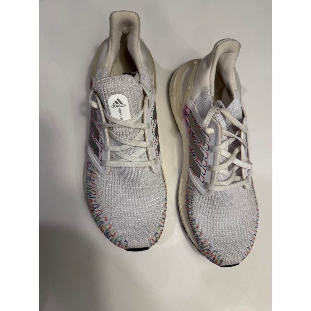 Adidas Running Shoes Womens 8.5 Ultraboost 20 Primeblue White Multicolor Good